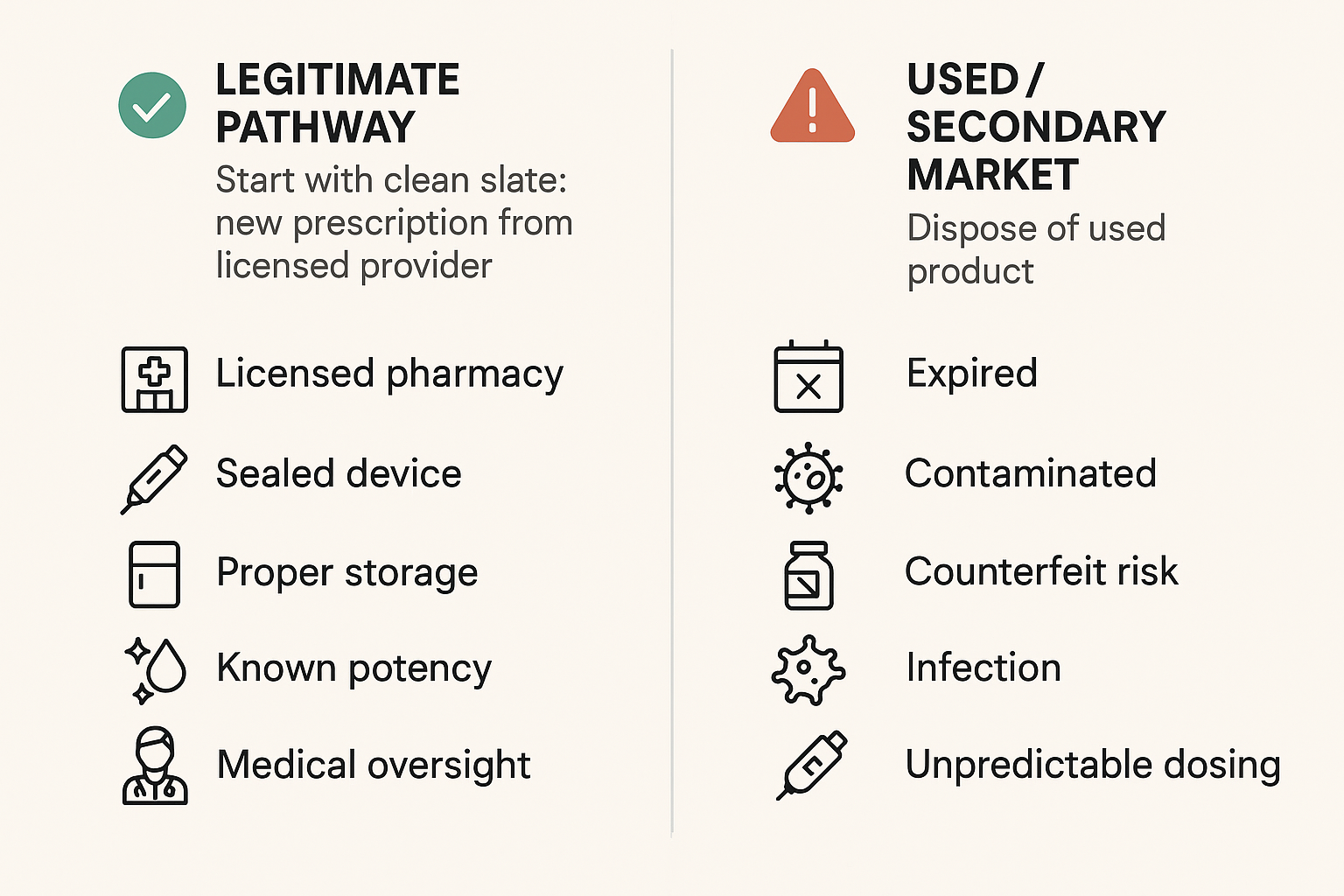 Risks of buying used GLP-1 products versus legitimate sources